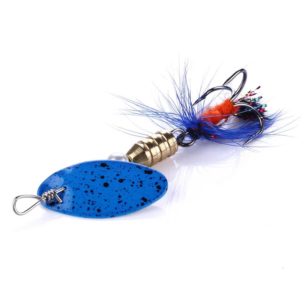 1Pcs Hengjia 2.2G 5Cm Metal Fishing Lure Sequins Hard Bait Feather Hooks For Trolling Trout Spinner Spoon Bait Bass Pike