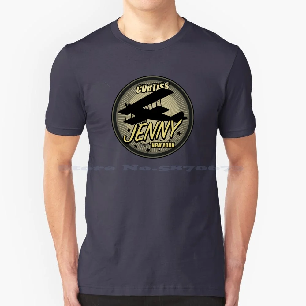 Curtiss Jenny T Shirt 100% Cotone Tee Curtiss Jn 4 Jenny Jn Biplanes Ww1 Training Aircraft American Aviation Ww1 Curtiss Jenny