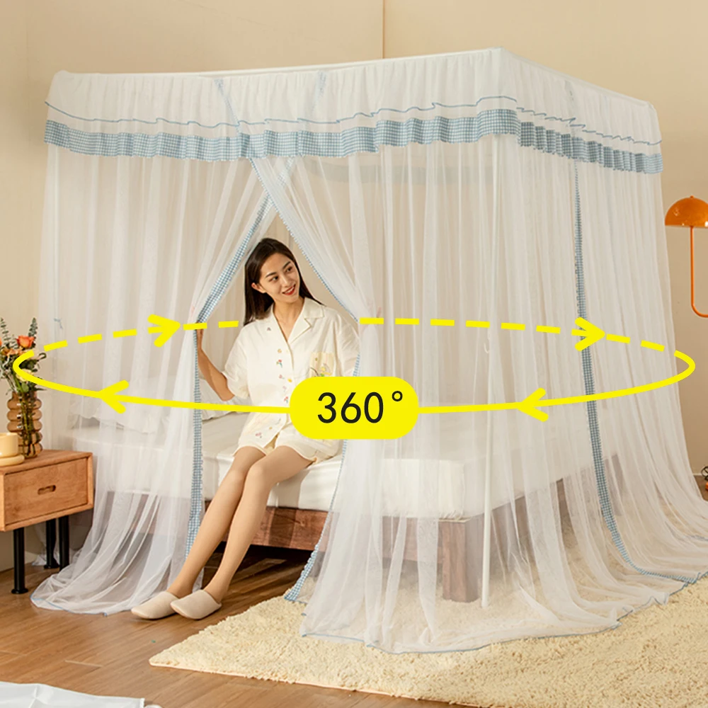 Yanyangtian Cream Mousse Zanzariera Square Luxury Mosquito Bedding Net Tenda Letto Romantico Baldacchino Full Perimetrale A Prova Di Zanzara