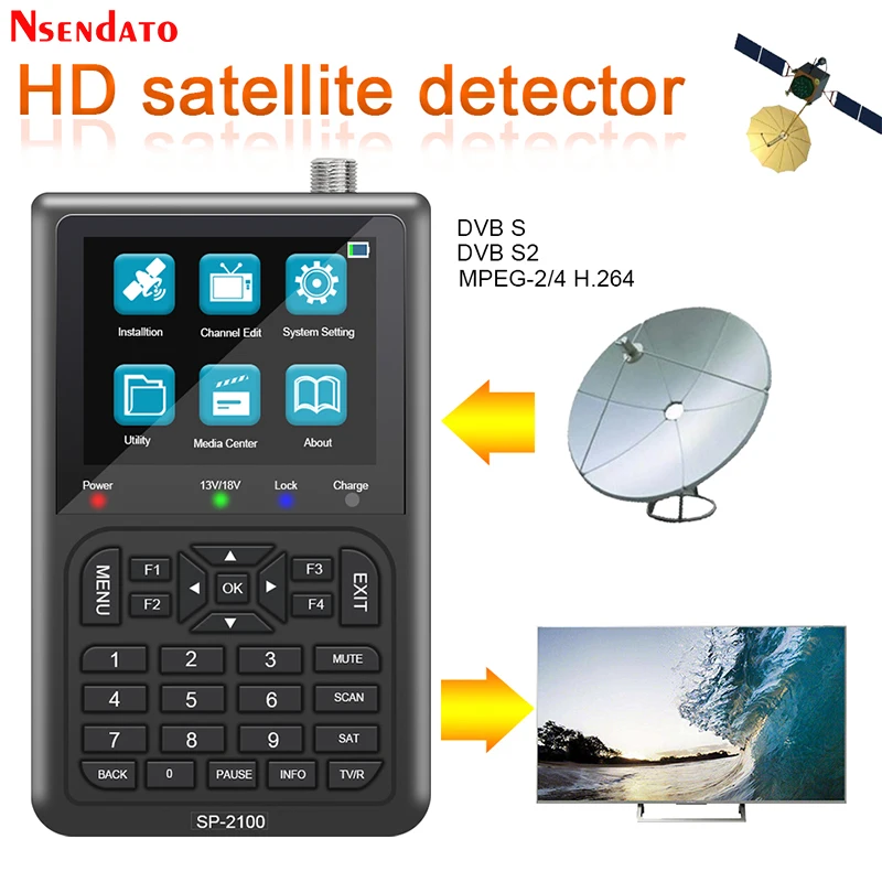 Satlink Sp-2100 Hd Dvb S S2 Sat Finder Digital Satellite Finder 3.5 Pollici Lcd Satellite Finder Satellite Signal Finder Meter