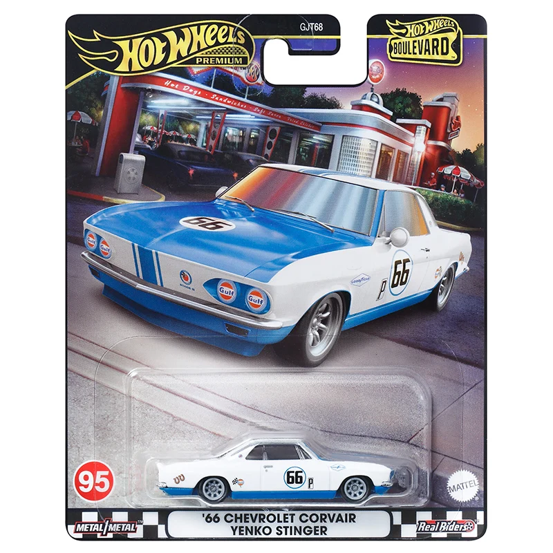 Hot Wheels Premium Car Boulevard 66 Chevrolet Corvair Yenko Stinger Toy For Boy 1/64 Diecast Vehicle Model Metal Collection Gift
