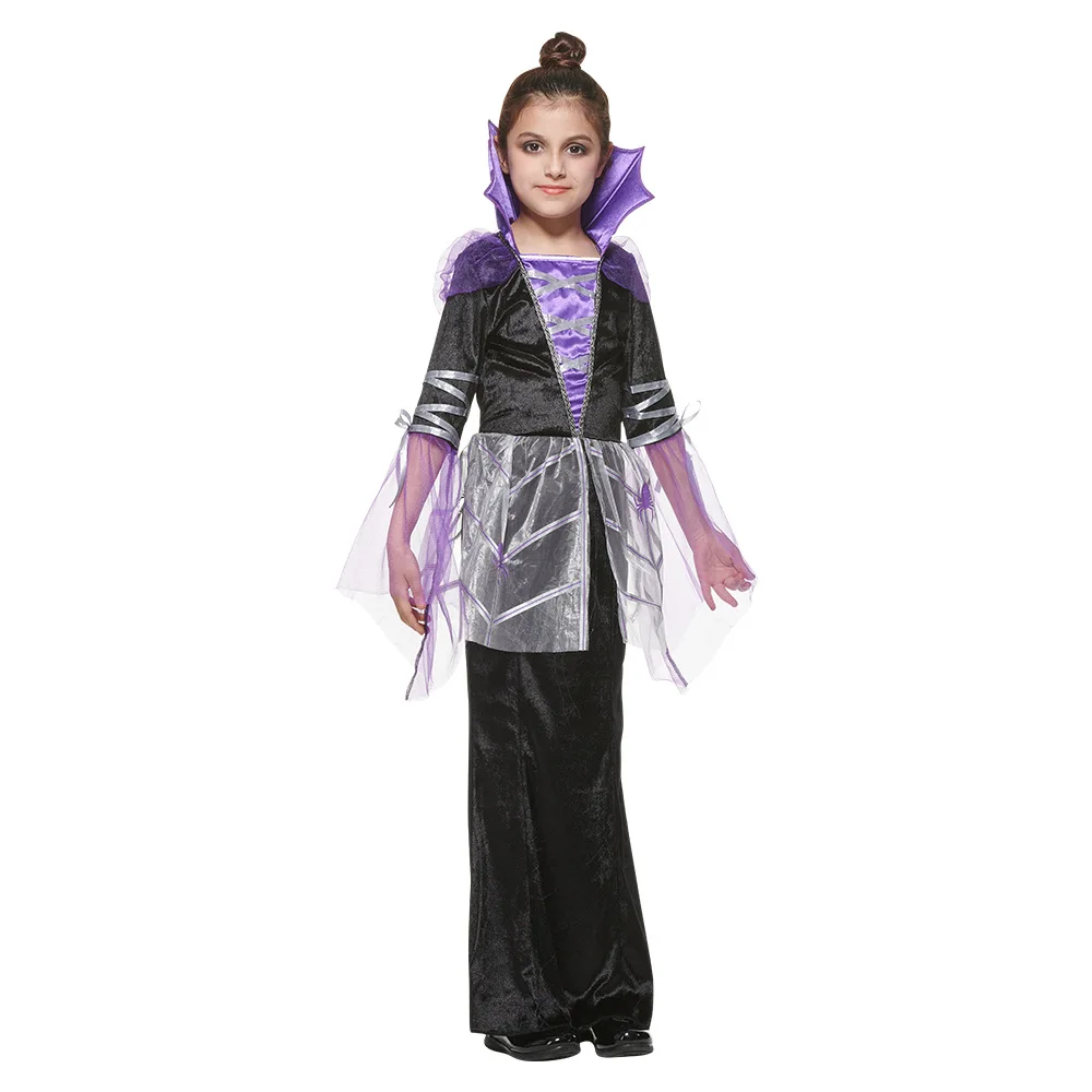 2022 Halloween Ghost Vampire Cosplay Tuta Nera Costume Spider Outfit Kid Carnival Party