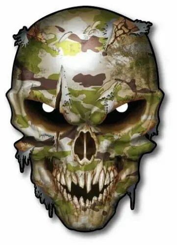 Camouflage Military Skull Heat Transfer Iron On Army Thin Green Line Marine Navy Stickers Per Auto, Motos, Laptop, Industria