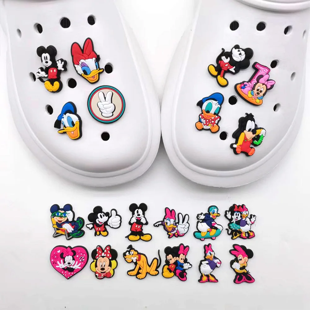 20 Pz/Set Disney Mickey Cartoon Kids Croc Shoes Accessori Decorazione Con Fibbia In Pvc Adatta Per Jibz Minnie Crocs Shoe Kid Gifts