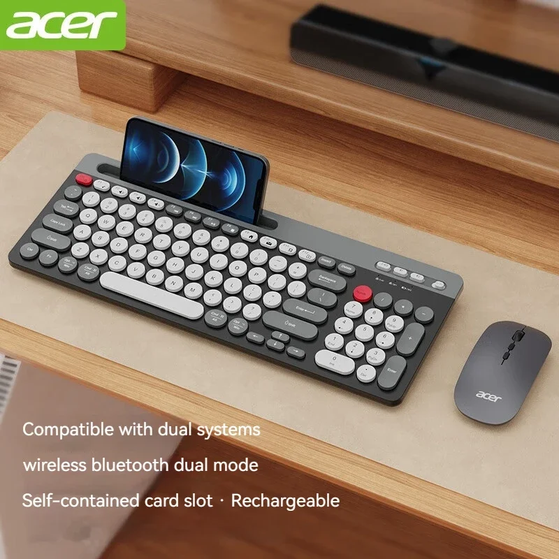 Tastiera E Mouse Wireless Acer Bluetooth Set Apple Ipad Per Uso Ufficio Tastiera E Mouse Ricarica Desktop Dual-Mode