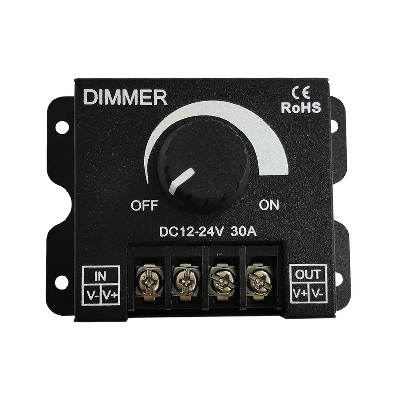 Dc12V-24V Led Dimmer 30A 360W Luminosità Regolabile Dimmer Led Strip Light Driver Controller Monocolore Dimmer Continuo