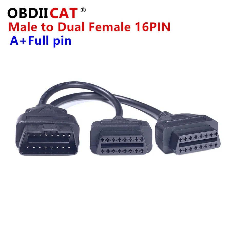 Nuova Vendita Calda Obd 2 Obd-Ii Maschio A Doppia Femmina 16 Pin Y-Splitter Extension Cable Diagnostic