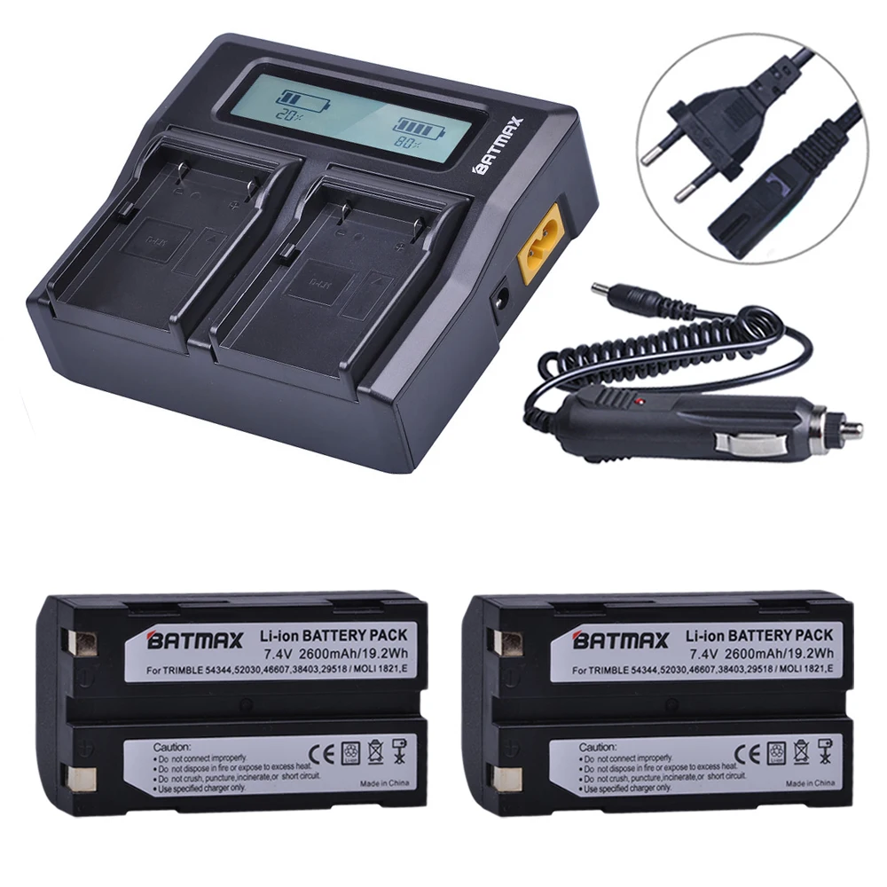 2 Pcs 7.4 V 2600 Mah Battery + Rapid Lcd Caricatore Doppio Per Pentax D-Li1 Trimble 5700,5800, R6, R7, R8, Tsc1 Ricevitore Gps
