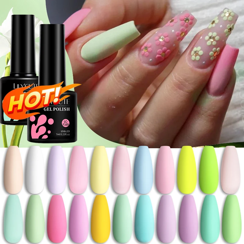 Lilycute 7Ml Spring Macaron Colors Gel Nail Polish Candy Peach Pink Purple Trendy Semi Permanent All For Manicure Nail Art Gel