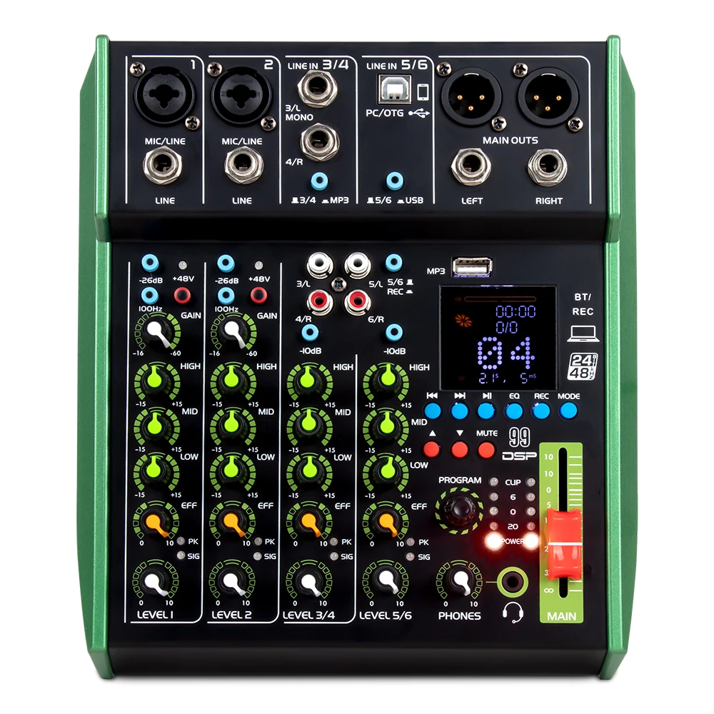 Mixer Audio Usb A 6 Canali Miglior Prezzo Mini Family Ktv 6 Canali Mixer Audio Dj + Mixer Audio Usb/Bt 48V