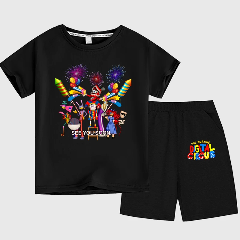 The Amazing Digital Circus Kids Clothes Summer Girls T-Shirt + Shorts Set Ragazzi Casual Short Top Suit Bambini Pigiama Tute