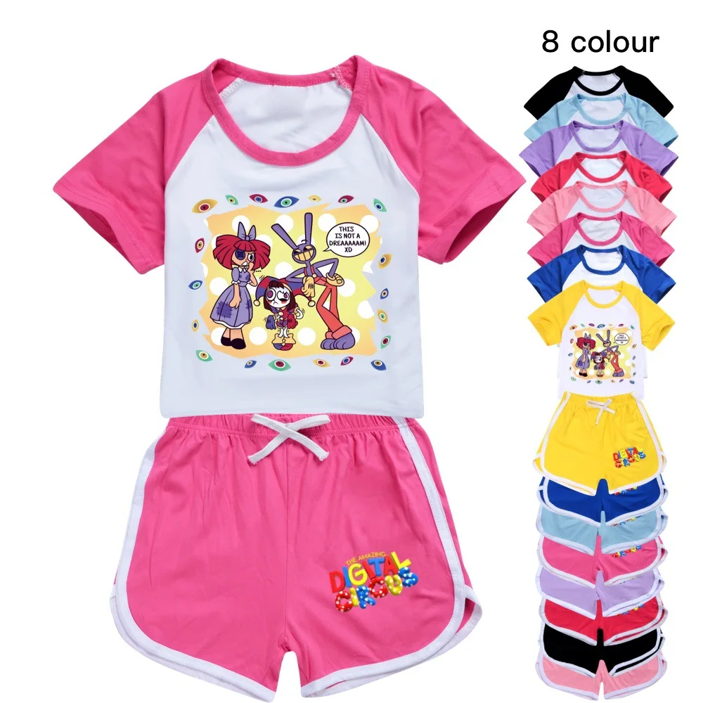 The Amazing Digital Circus Kids Clothes Summer Girls T-Shirt + Shorts Set Ragazzi Casual Short Top Suit Bambini Pigiama Tute