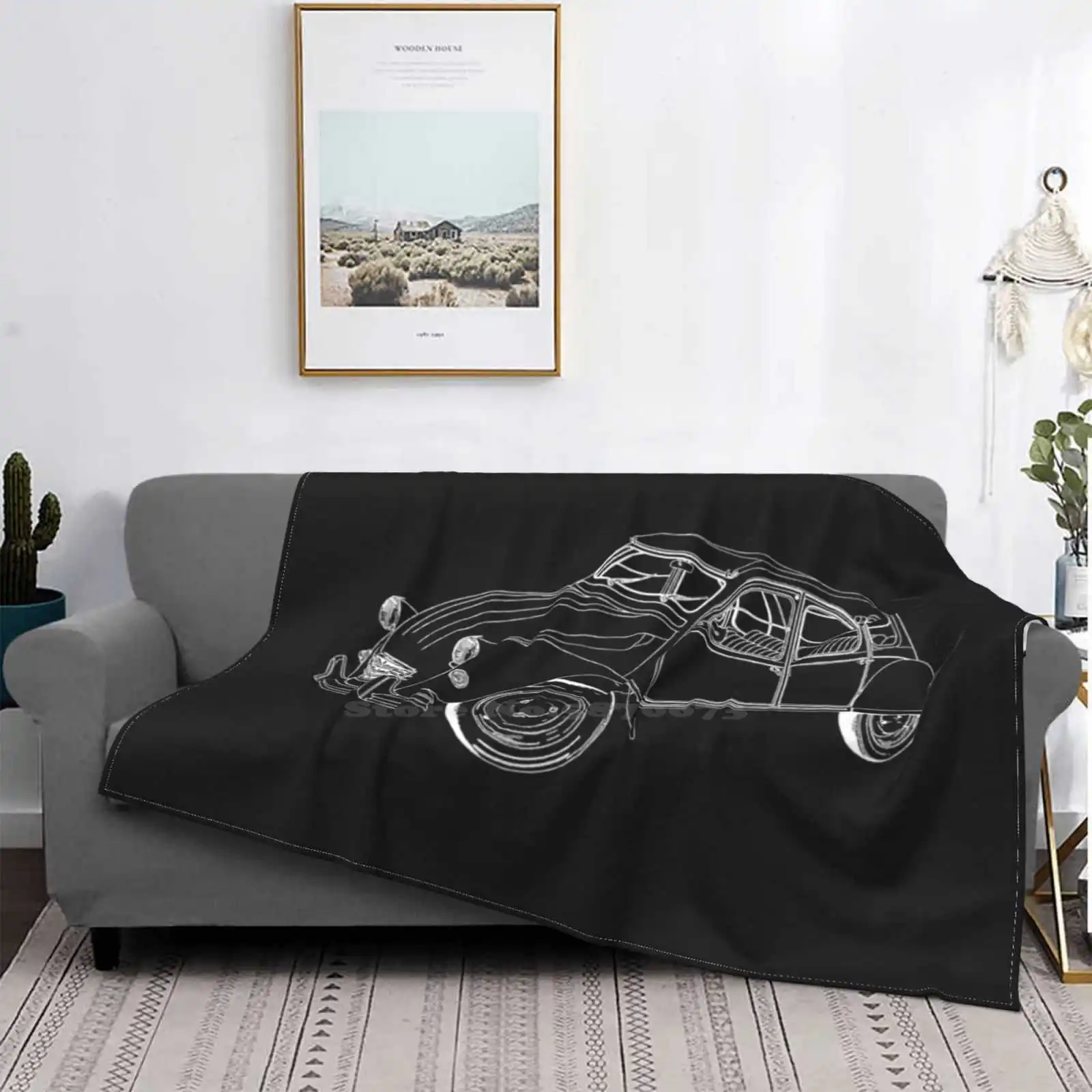 2Cv The Duck French Car Classic Car Aria Condizionata Coperta Da Viaggio Coperta Portatile 2Cv Deux Chevaux Duck Automobile Antique