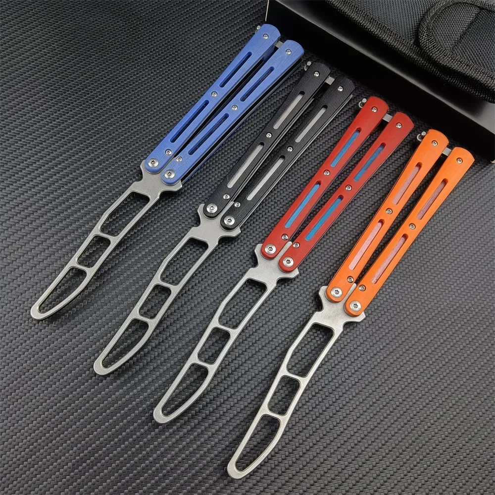 Balisong Practice Butterfly Training Knife 440C Blade G10 Handle Coltelli Da Tasca Pieghevoli Per Giochi All'Aperto Caccia Campeggio Edc Tool