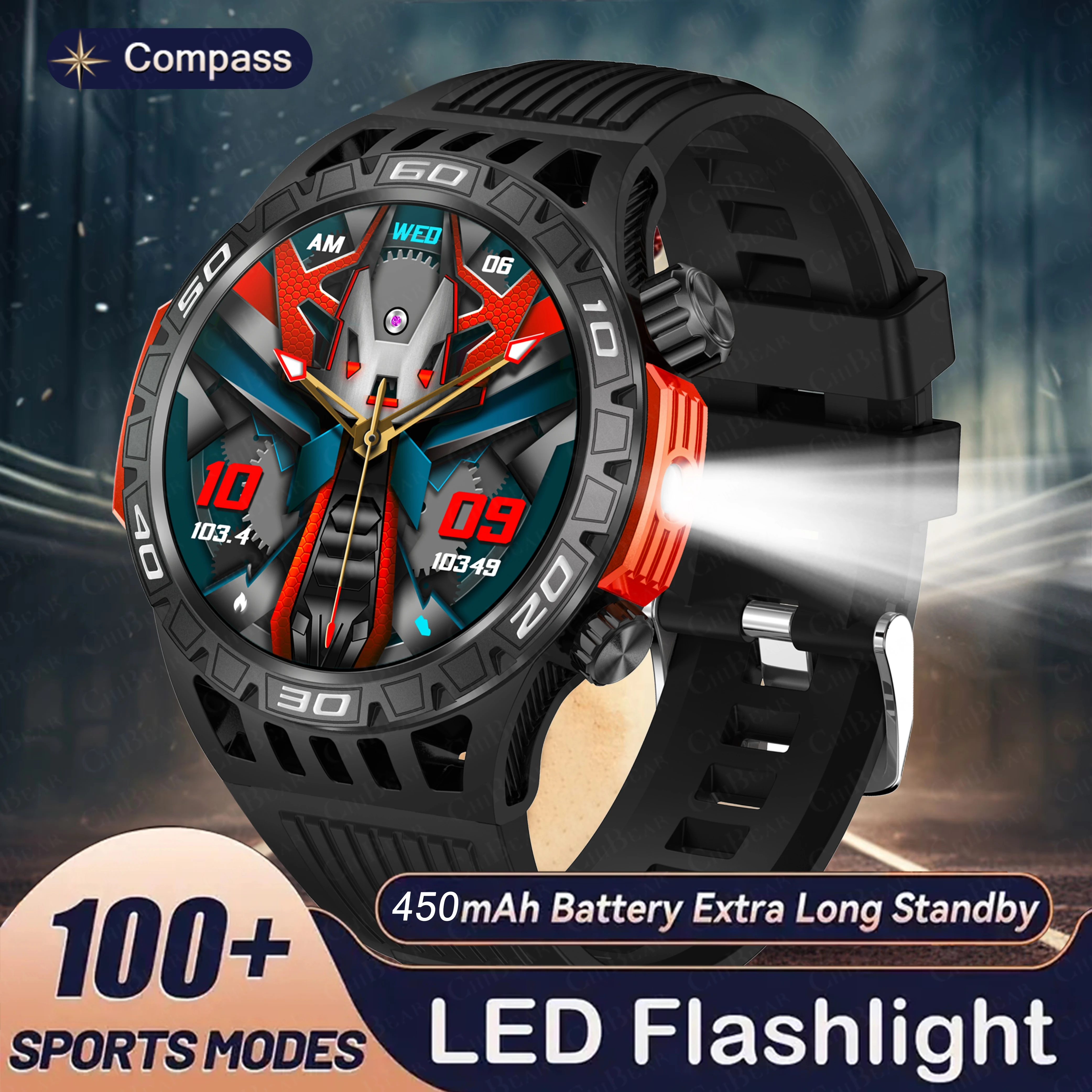 Sport All'Aria Aperta Smart Watch Men Led Lighting Answer/Effettua Chiamate Fitness Tracker 2024 Ultra Long Life Large Battery Smartwatch Men