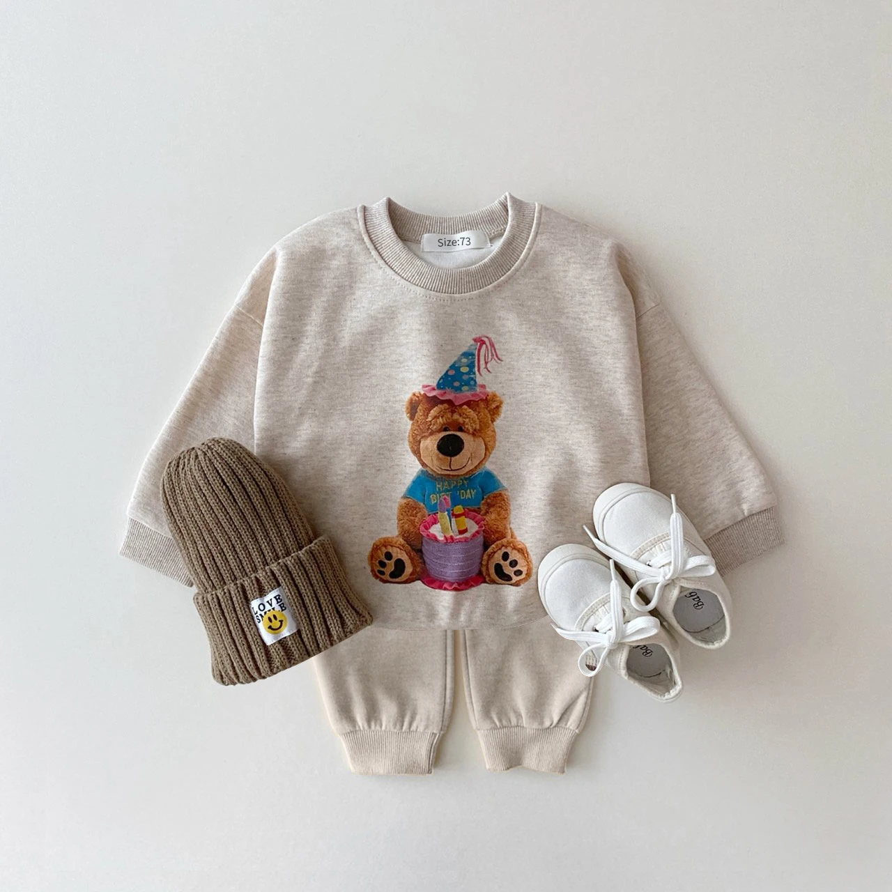 Corea 2024 Baby Boys Girls Gift Bear Felpa + Pull-On Jogger Pants 2Pcs Suit New Cute Children Clothes Set Cotton Kids Outfits