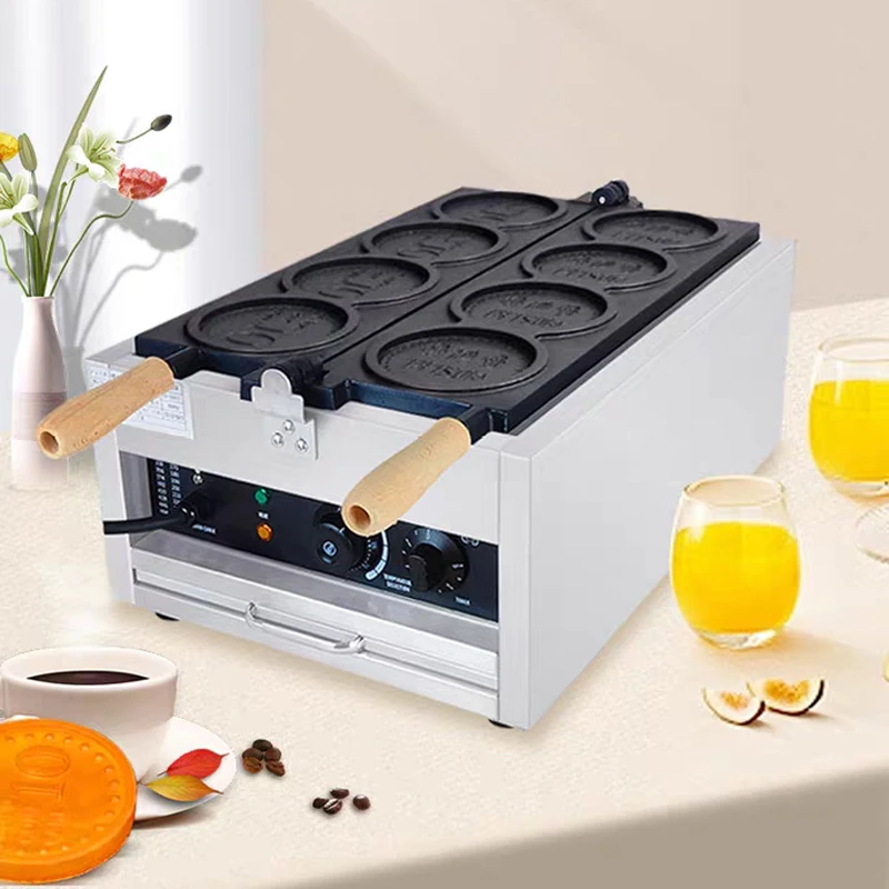 Electric Waffle 4Pcs Coin Cheese Mini Waffle Mold Baking Machine Commercial Coin Shape Chicken Waffle Mold Gold Coin Bread Maker