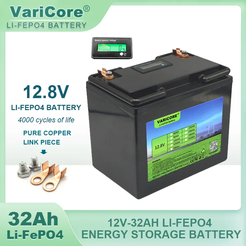 12V/12.8V 32Ah Lifepo4 Batteria Al Litio Ferro Fosfina Per Camper Camper Inverter Batterie Accendisigari Per Auto Batterie A Vento Solare