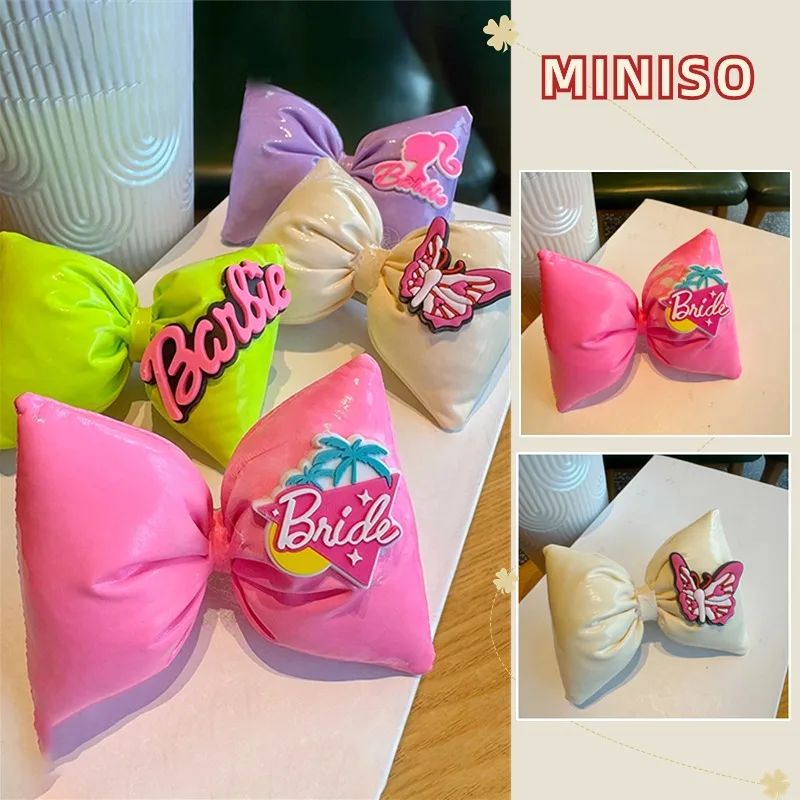 Miniso Barbie Fermaglio Per Capelli Figura Anime Barbie Princess Dopamine 3D Bow Hairpin Cartoon Kawaii Y2K Girl Sweet Girl Accessori Per Capelli