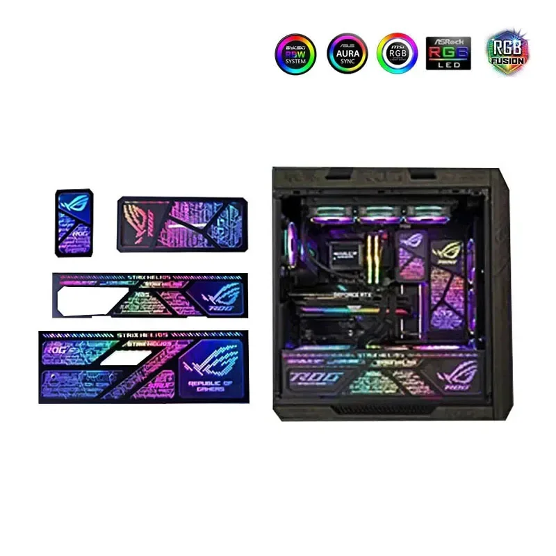 Pannello Di Illuminazione Argb Per Custodia Asus Rog Gx601, Mod Aura Sync Helios Strix Gamers Cabinet Uv Refit Lightboard Plate Sticker