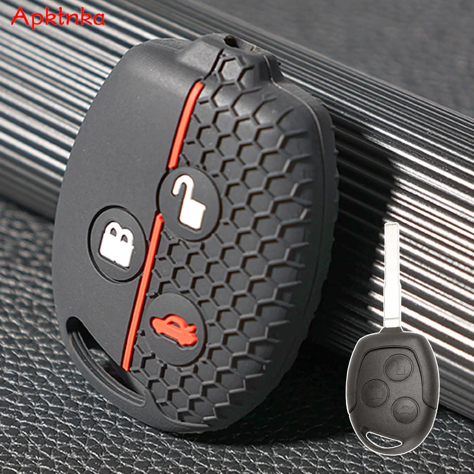 Custodia In Silicone A 3 Pulsanti Keyless Entry Key Fob Chain Cover Shell Protect Per Ford Transit Connect Courier Fiesta Focus Cabriolet
