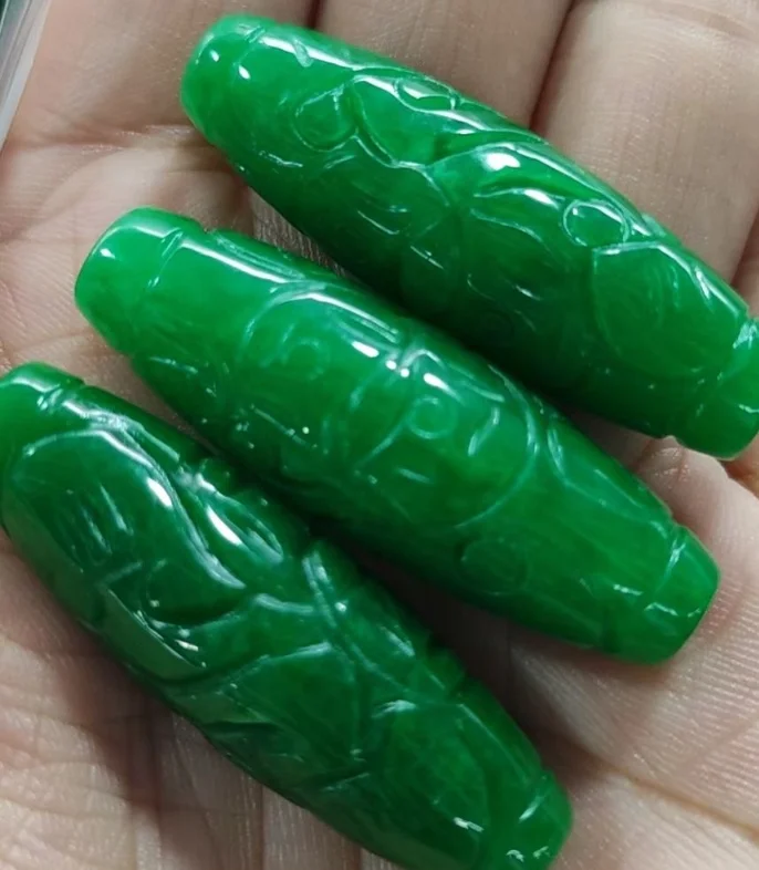 14*40Mm Green Jades Money Pattern Horse Eye Beads For Jewelry Making Diy Bracelet Charms Necklace Pendant Jewellery Accessories