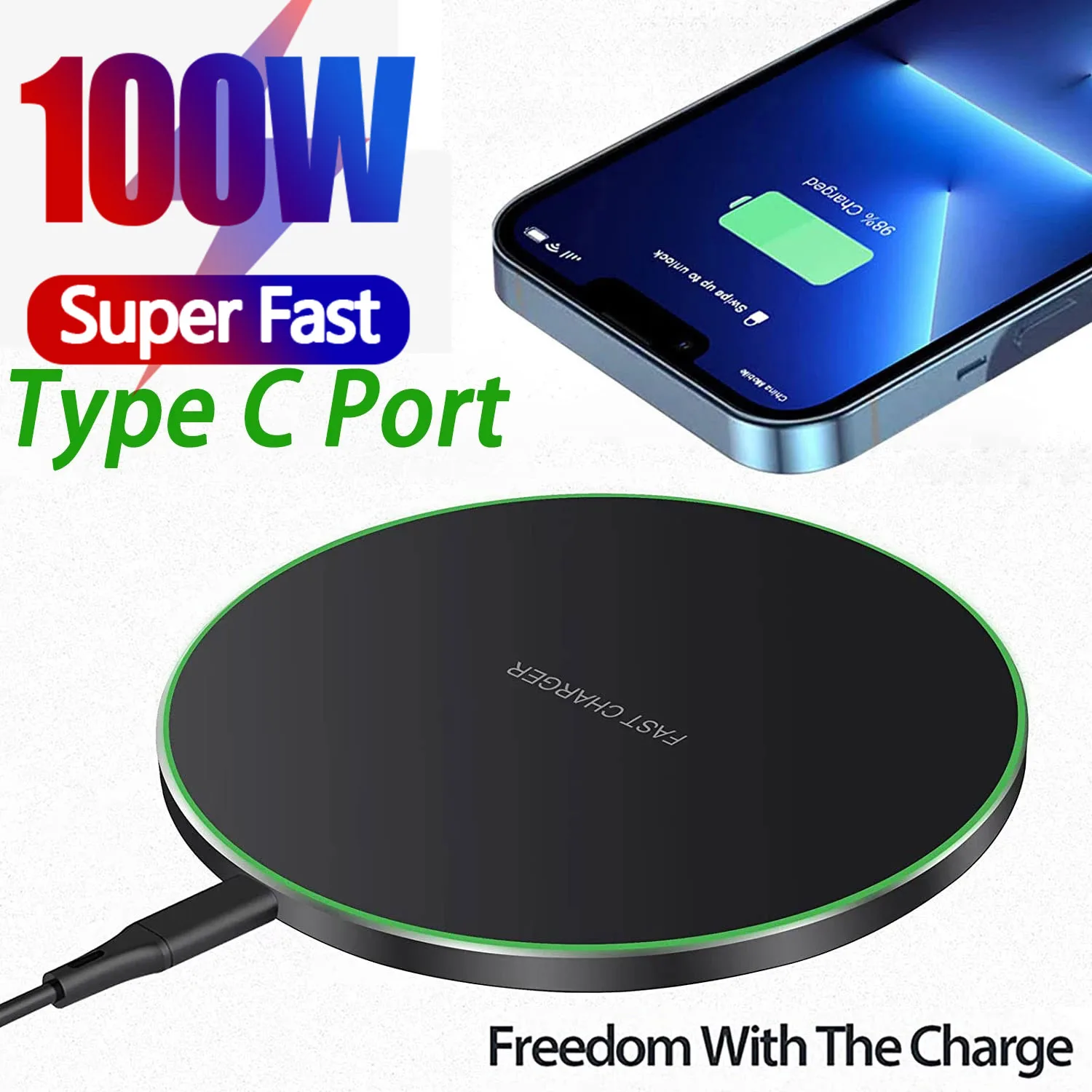 2023 Nuovo Caricabatterie Wireless 100W Per Iphone 15 14 13 X Xr Xs Max 8 Per Samsung S10 S20 Note10 20 Xiaomi Huawei Phone