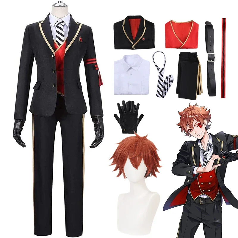 Disfraz De Ace Trapola, Disfraz De Twisted-Wonderland Ace, Heartslabyul, Uniforme, Peluca, Traje, Ropa De Carnaval De Hallowee