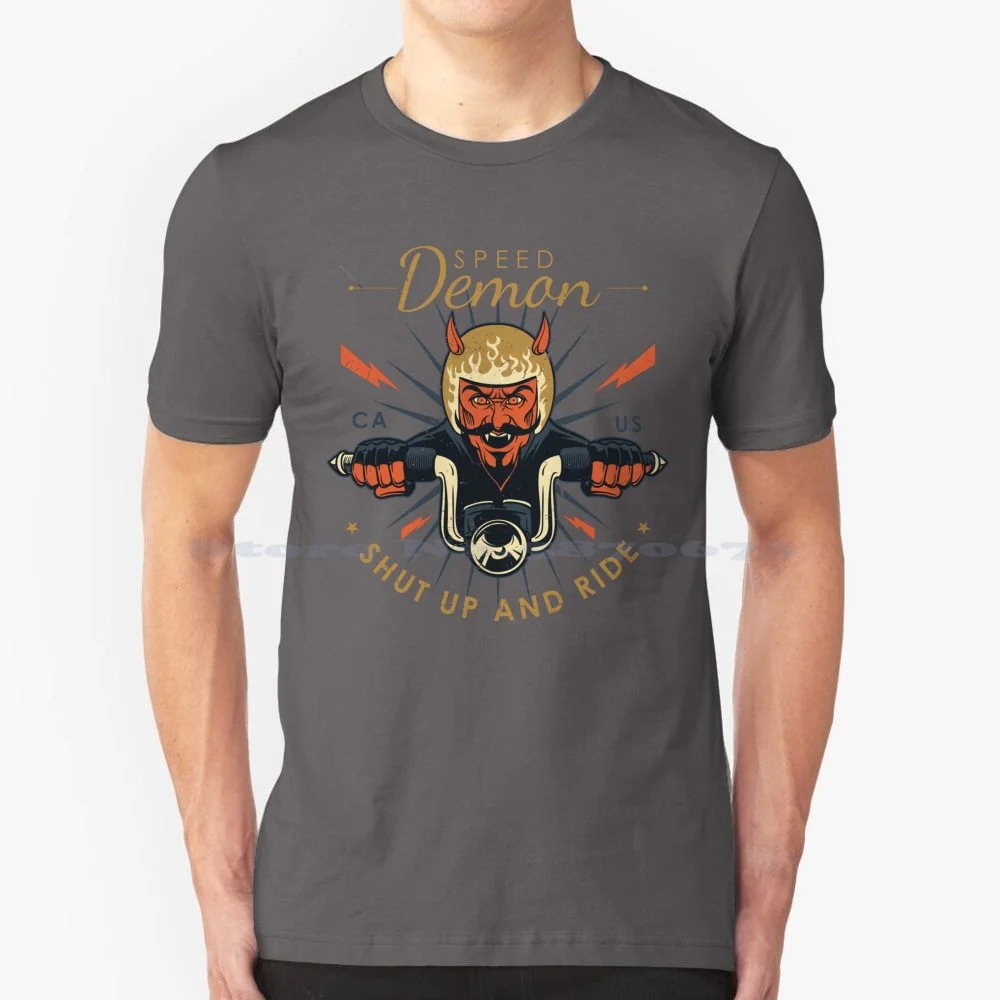 Speed Demon-Tut Up And Ride T Shirt 100% Cotone Tee Speed Demon Racing Racer Cars Skull Moto Devil Vintage Retro Classic