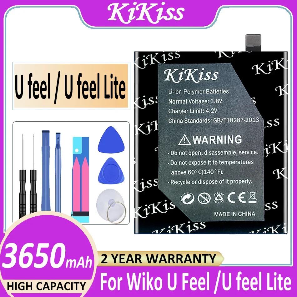 Kikiss Potente Batteria 3650Mah Per Wiko U Feel/U Feel Lite U Feellite Bateria