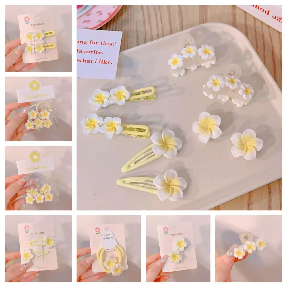 Accessori Per Capelli Plumeria Flower Hair Clip Clip Per Capelli Tradizionale Flower Barrette Ornamenti Per Capelli Yellow Egg Flower Bb Clip