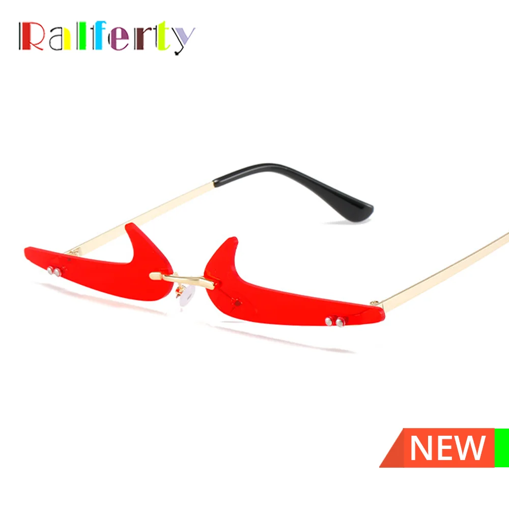 Ralferty Cool Decorative Party Glasses Designer Rimless Mini Small Festival Occhiali Da Sole Donna Uomo 2022 Marchi Occhiali Steampunk