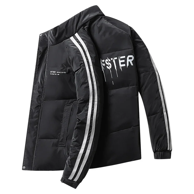 Ueteey Winter Fashion Men White Duck Down Jacket Thiken Warm Outdoor Sport Running Casual Striped Windbreaker Piumino Maschile