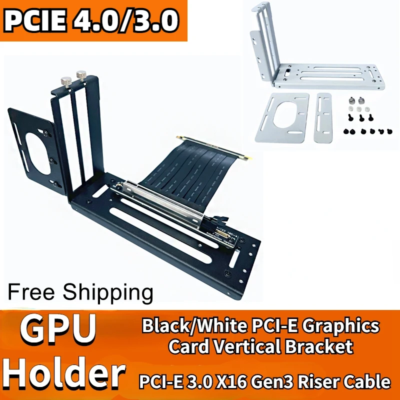 Nuovo Riser Bianco E Nero Pci-E X16 Rtx 4090 Schede Grafiche Staffa Verticale Supporto Gpu + Gen4 Pci-E 3.0/4.0 Cavo Di Prolunga Riser 16X