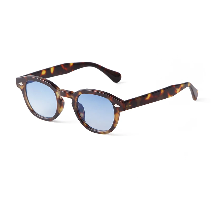 Vintage Tortoise Shell Occhiali Da Sole Rotondi Donna Uomo 2024 Brand Design Retro Rivetto Giallo Blu Lente Occhiali Da Sole Quadrati Donna Uv400