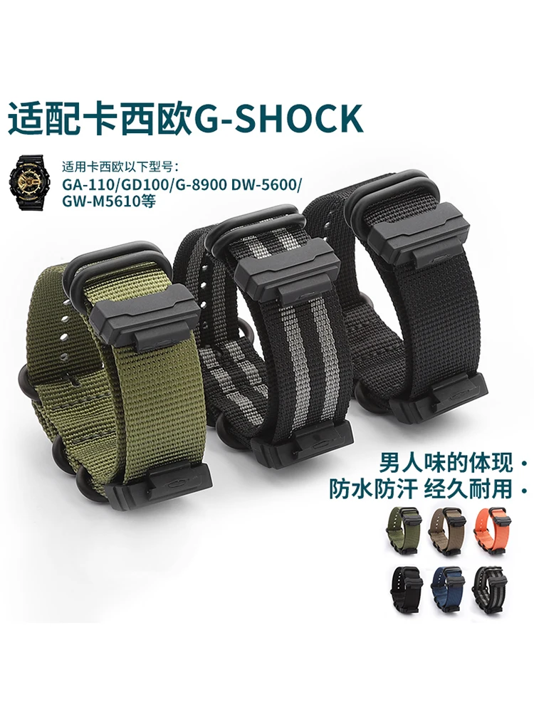 Per Casio Small Square Dw-5600Bb/5610 Gw-B5600 Accessori Per Cinturini In Nylon Resistenti Al Sudore Impermeabili Modificati 16X22Mm