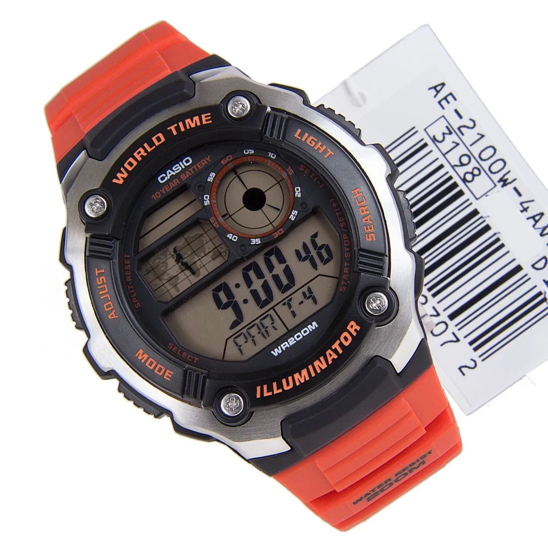 Casio World Time Ae-2100W-4A Man 10 Anni Di Durata Della Batteria Orologio Per L'Illuminazione Del Mondo