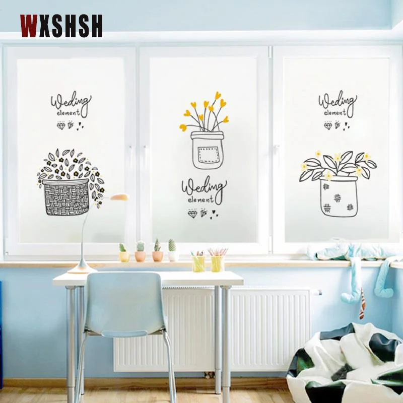 Pellicola Di Vetro Elettrostatica Modello Vegetale Privacy Decalcomanie Per La Casa Adesivo In Vinile Cricut Tint-Film Per Porta Di Casa E Ufficio