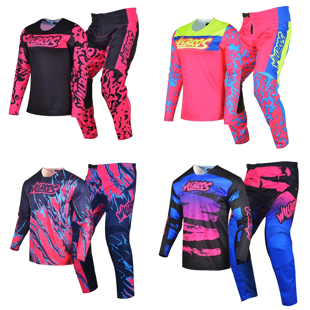 Motocross Offroad Mx Jersey And Pants Combo Pink Mtb Enduro Dh Sx Dirt Bike Mountain Riding Racing Gear Set