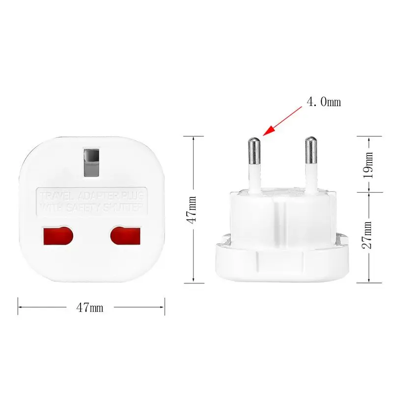 500 Pz Uk To Eu Adattatore Di Alimentazione Spina Europea Uk Uk To Eu Euro Travel Adapter Convertitore Di Spina Elettrica Presa Per Caricabatterie