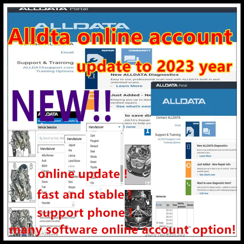 2023 Anni Account Online Alldata Schema Di Riparazione Automatica Software Database Per Win7 8 10 Telefono Alldata Us/Eu Versio Alldata 2023
