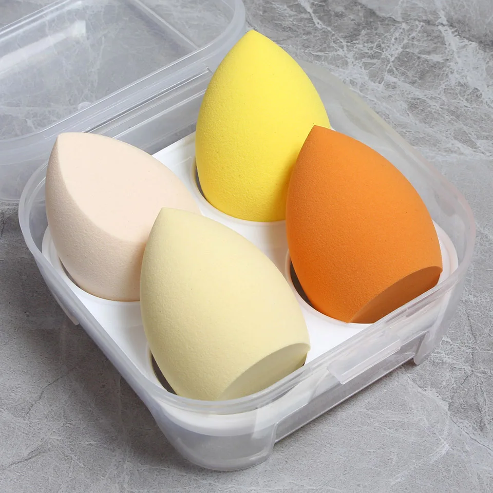 4 Pcs Beauty Egg Set Goccia D'Acqua Puff Makeup Puff Set Colorful Cosmestic Smussatura Cut Make Up Sponge Egg Tool Wet Liquid And Dry Use