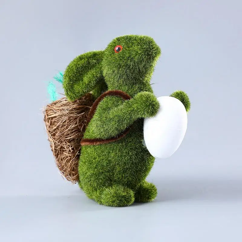 Moss Bunny Green Resin Rabbit Figurine Hug Egg Coniglietti In Miniatura Accessori Da Giardino Coniglio Coniglietti Pasquali Decorazione Da Giardino