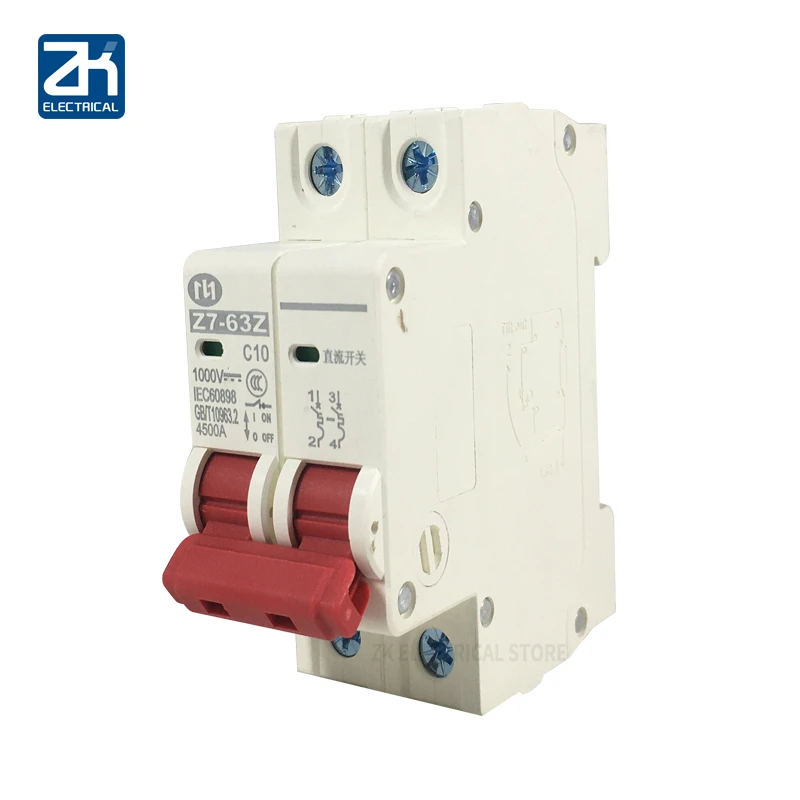 Mini Disyuntor Solare De 2P Cc 500V 1000V, 6A, 10A, 16A, 20A, 25A, 32A, 40A, 50A, 63A Dc, Mcb Para Sistema Pv