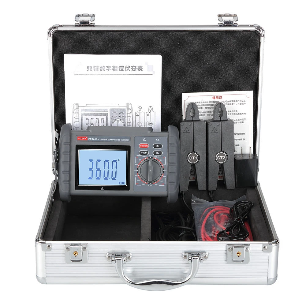Fr2010 + Digital Two Clamp Meter Phase Range 360.0 ° Voltamperometro Multimetro Forked Current Meter Dispositivo Di Circuito Secondario Ac