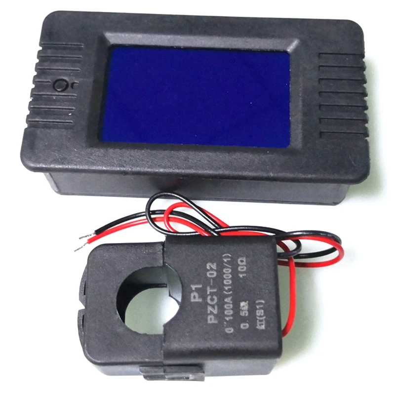 Più Nuovo 6In1 220V 100A Monofase Digitale Pannello Ampermeter Volt Watt Kwh Fattore Di Potenza Metro Con Split Ct