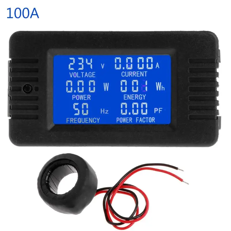 Ac 6In1 220V 80V ~ 260V 100A Amperometro Digitale Monofase Potenza Energia Voltmetro Amperometro Volt Watt Kwh Fattore Metro Split Ct