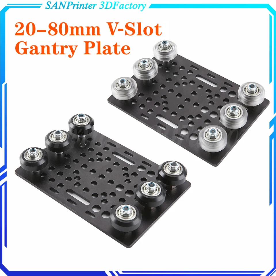 2080 V-Slot Gantry Set 20-80Mm Piastra Gantry Con Ruote Per Profili In Alluminio Vslot Kit Piastra In Alluminio Parte Stampante 3D