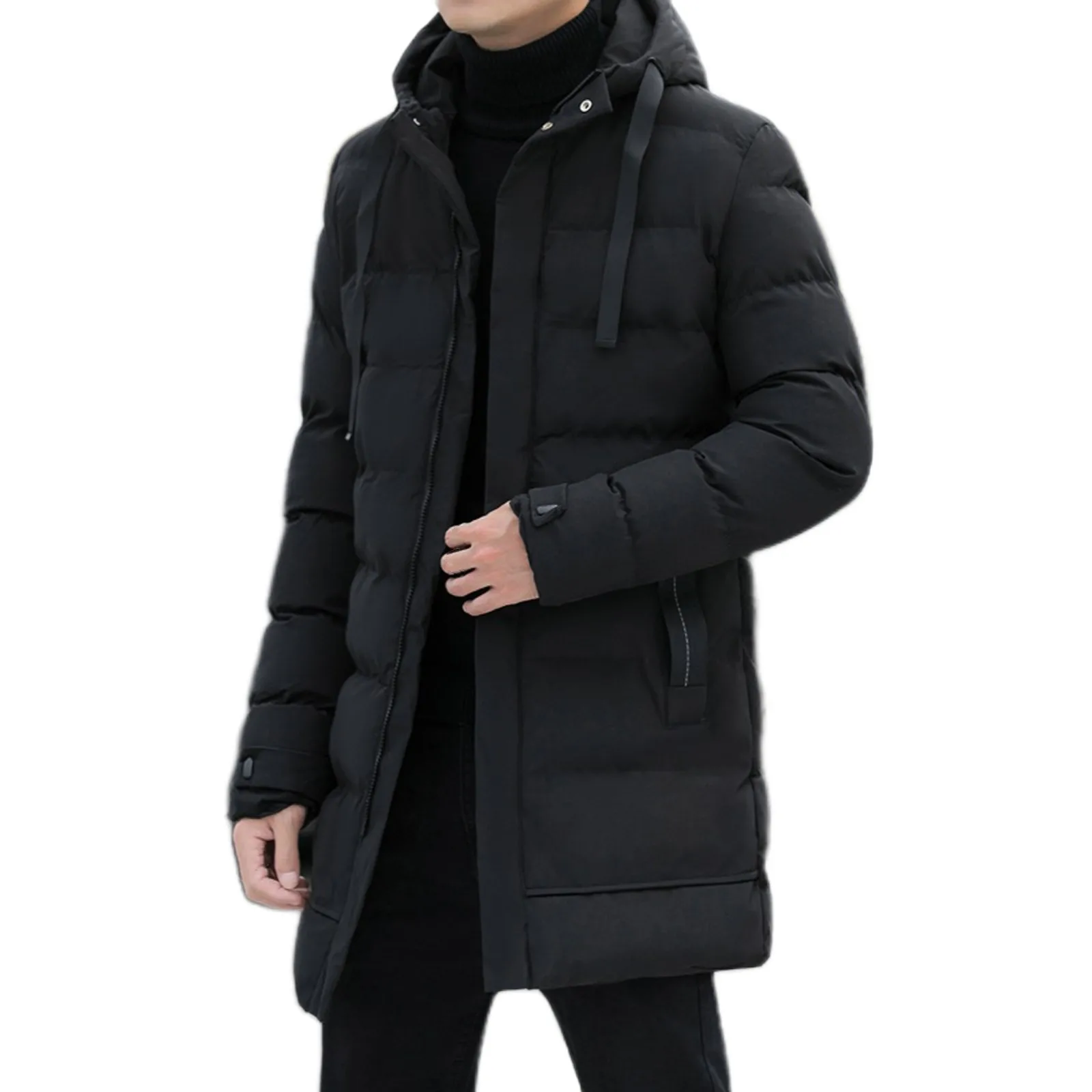 Top Quality New Brand Hooded Casual Fashion Long Addensare Outwear Parka Jacket Uomo Winter Windbreaker Cappotti Abbigliamento Uomo