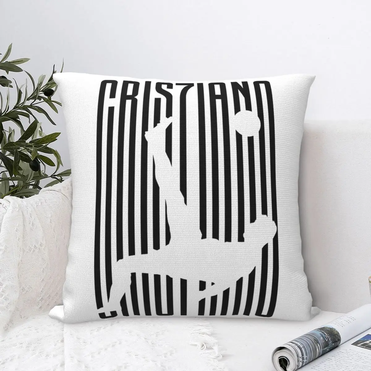 Cr7 Football Juve Black Cristiano Ronaldo Square Pillow Case Fodera Per Cuscino Federa Decorativa Personalizzata Per Sedile 45X45Cm